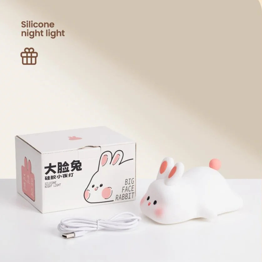Cute Panda Night Light for Room Decor – Soft Silicone USB Rechargeable Aesthetic Lamp with Timer & Tap Control