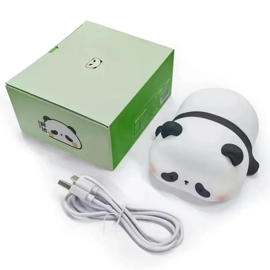 Cute Panda Night Light for Room Decor – Soft Silicone USB Rechargeable Aesthetic Lamp with Timer & Tap Control