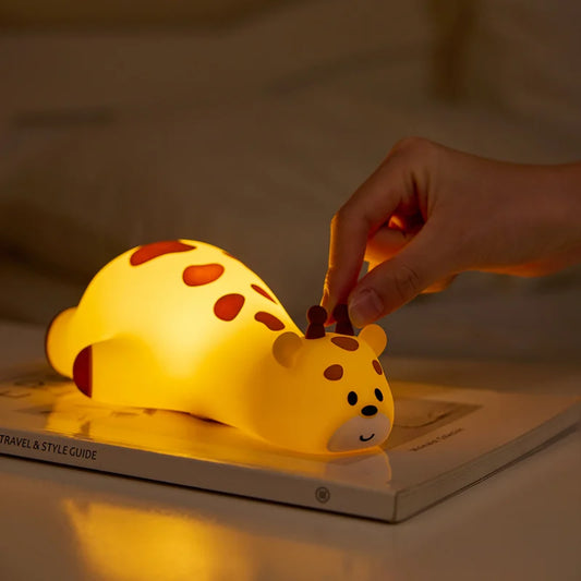 Cute Panda Night Light for Room Decor – Soft Silicone USB Rechargeable Aesthetic Lamp with Timer & Tap Control
